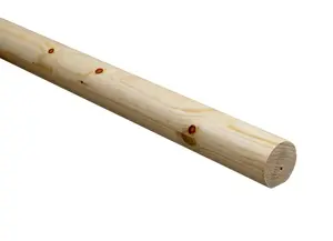 Pine Rounded Handrail Mopstick Wall Rail (L)3.6m (D) 54mm