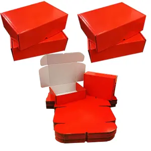 100 x Shiny Red (6" x 4" x 1.5") Coloured Cardboard Postal Shipping Mailing Die Cut Boxes