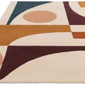 Modern Handmade Multi Abstract Wool Multicoloured Easy to Clean Rug for Living Room & Bedroom-160cm X 230cm