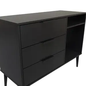 Hong Kong Ready assembled Matt black Media unit with 2 shelves & 3 drawers, (H)97cm x (W)74cm x (D)39.5cm