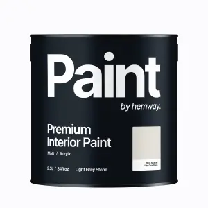 Hemway Interior Paint Matt Acrylic Light Grey Stone Grey 2.5L Tin Durable Emulsion Walls Ceilings Kitchen Bathroom All Rooms