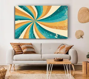 The Spiral Yellow And Blue Canvas Print Wall Art - Medium 20 x 32 Inches