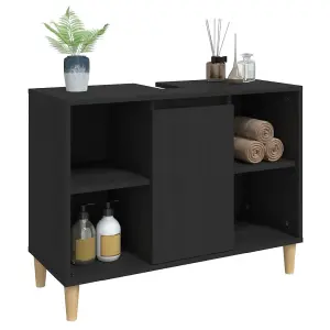 Berkfield Sink Cabinet Black 80x33x60 cm Engineered Wood