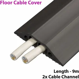 9m x 83mm Heavy Duty Rubber Floor Cable Cover Protector Twin Channel Conduit