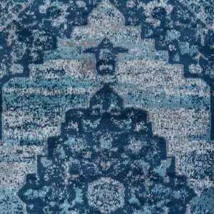 Navy Blue Traditional Medallion Area Rug 200x290cm