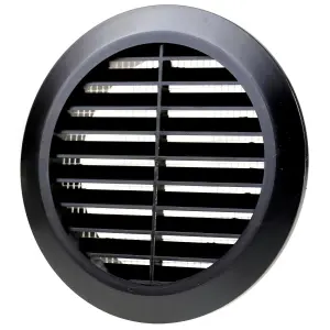 Mini Round Air Vent Grille 60mm Ventilation Cover with Flange and Fly Screen (Black)