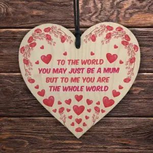 Red Ocean Gifts for Mum - Mum Gifts Wooden Heart, Mum Birthday Gifts with Touching Words,