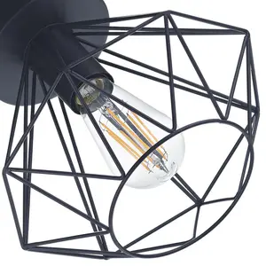 Metrodora Industrial Basket Cage Designed Ceiling Pendant Light Shade Black