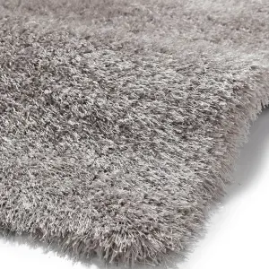 Silver Plain Shaggy Handmade Modern Easy to Clean Rug for Bedroom Dining Room Living Room -60cm X 120cm