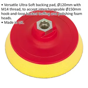 120mm Ultra-Soft Hook and Loop Backing Pad - M14 x 2mm - Buffing & Polishing