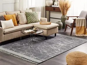 Viscose Area Rug 160 x 230 cm Grey HANLI