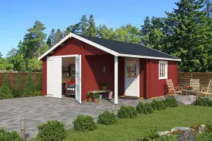 Nevis + wooden door-Log Cabin, Wooden Garden Room, Timber Summerhouse, Home Office