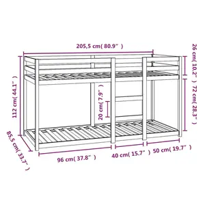 Cullompt Harriet Bee Bunk Bed 90x200 Cm Solid Wood Pine Black / 80 x 200 cm