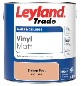 Leyland Trade Vinyl Matt Walls & Ceilings Emulsion Paint Shrimp Boat (PPG1196-4) 2.5L