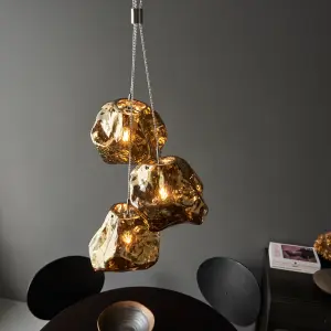 Anson Lighting Norma 3lt Pendant light finished in Bronze metallic glass and chrome plate