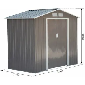 7 ft. W x 4 ft. D Metal Apex Garden Shed