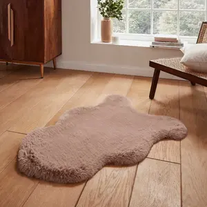 Beige Plain Shaggy Modern Luxurious Rug for Living Room and Bedroom-60cm X 90cm ( Single)