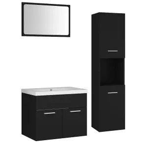 Berkfield Bathroom Furniture Set Black Engineered Wood