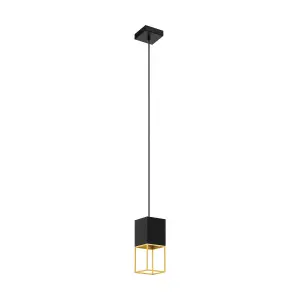 Pendant Ceiling Light Colour Black Gold Square Shade Bulb GU10 1x5W Included