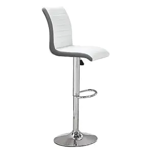 Ilko Grey High Gloss Bar Table With 4 Ritz White Grey Stools