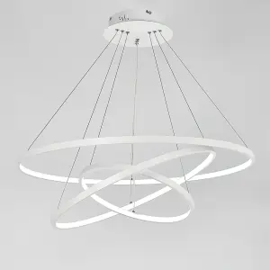 Modern Round 3 Tier Adjustable Linear LED Ceiling Hanging Pendant Light 80CM Cool White