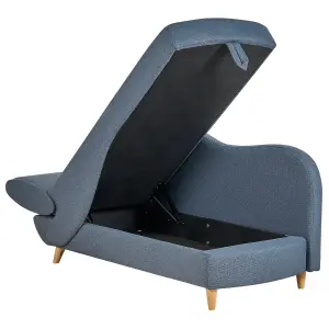 Left Hand Fabric Chaise Lounge with Storage Blue MERI II