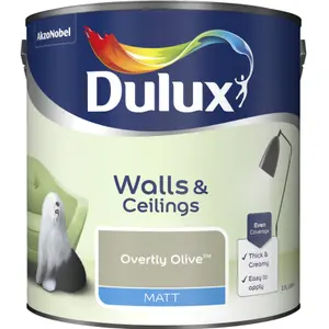 Dulux Walls & ceilings Overtly olive Matt Emulsion paint, 2.5L