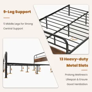 Costway King Size Bed Frame Platform Metal Slats Support Bed W/ Industrial Headboard