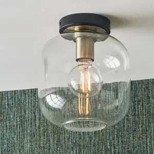 Minimalist Industrial Glass Flush Dome Ceiling Light