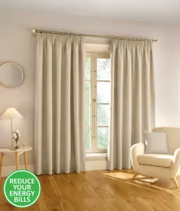 Enhanced Living 100% Blackout Thermal Natural Linen Look Tape Top Curtains   Pair 66 x 54 inch (168x137cm)