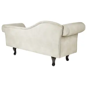 Left Hand Velvet Chaise Lounge Light Beige LATTES II