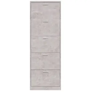 Shoe Cabinet Concrete Grey 59x17x169 cm Engineered Wood