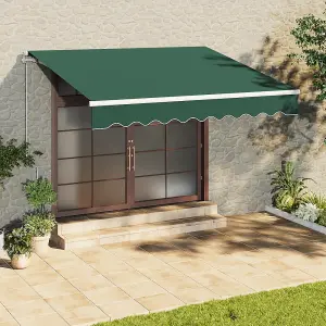 Retractable Awning Canopy Outdoor Garden Sun Shade Manual Shelter for Door Window,Green,3 m x 2.5 m