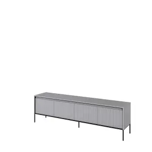 Trend 06 TV Cabinet in Grey Matt - Ripple Front & Push-to-Open System - W1930mm x H560mm x D400mm