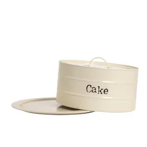 Harbour Housewares - Vintage Metal Kitchen Cake Tin - Cream