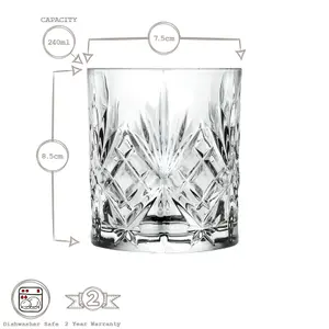 RCR Crystal Melodia Whiskey Glasses - 240ml - Pack of 6