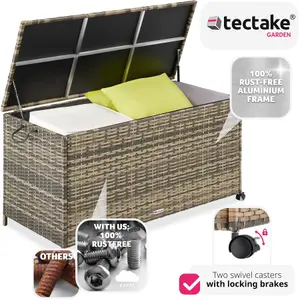 Storage Box - aluminium frame, rattan weave, 117 x 54 x 64 cm - nature