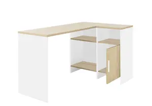 Diagone Chestnut & White Corner Desk