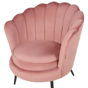 Beliani Retro Armchair LOVIKKA Velvet Pink