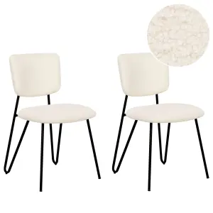 Set of 2 Dining Chairs NELKO Boucle Off-White