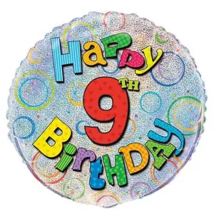 Unique Party 9 Birthday Foil Balloon Multicoloured (One Size)