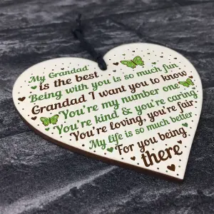 Red Ocean Special Gift For Grandad Wooden Heart Fathers Day Gift For Him Grandparent Plaque Gifts From Grandchildren Keepsake