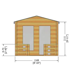 Maulden with veranda Log Cabin Home Office Garden Room Approx 9 x 9 Feet