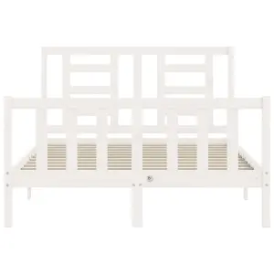 Berkfield Bed Frame with Headboard White 140x200 cm Solid Wood