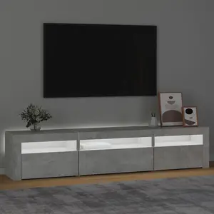 Berkfield TV Cabinet with LED Lights Concrete Grey 195x35x40 cm