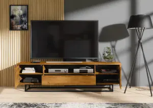 Rift Loft TV Unit 200cm Industrial Dark Oak - Creative Furniture