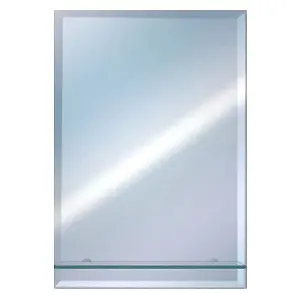 Euroshowers Rectangle Bevelled Mirror w/ Shelf - 50x40cm