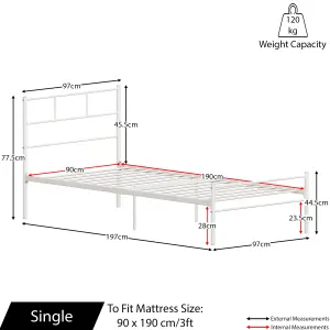 Vida Designs Dorset White 3ft Single Bed Frame