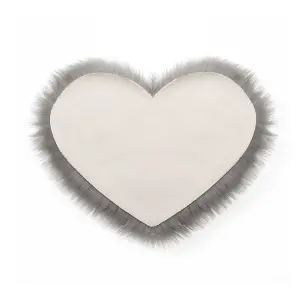 Grey Heart Shape Super Soft Shaggy Floor Area Rug Kids Room Decor Seat Pad 40 x 50 cm