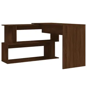 Berkfield Corner Desk Brown Oak 200x50x76 cm Engineered Wood